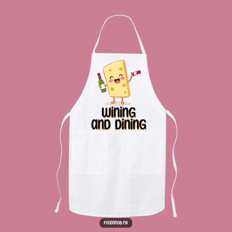 Funny Cheese and Wine Apron: Gleeful Slice Character Chef Gift for Cooks