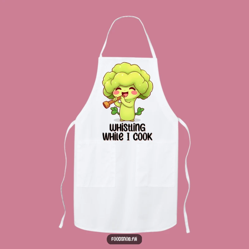 Funny Broccoli Flute Apron - Cook with Veggie Tunes & Smiles