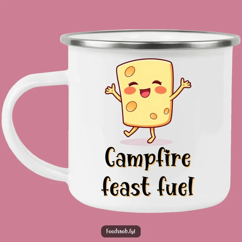 Adventure-Ready Funny Smiling Cheese Jig Camping Mug