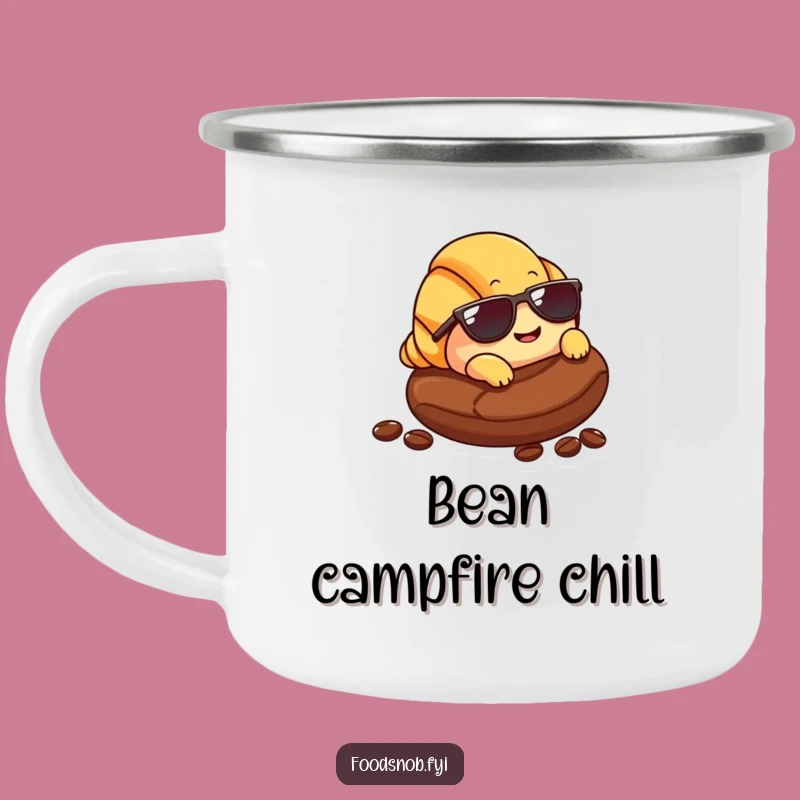 Funny Croissant Sunglasses Camping Mug: Cool & Relaxed Outdoor Drinkware