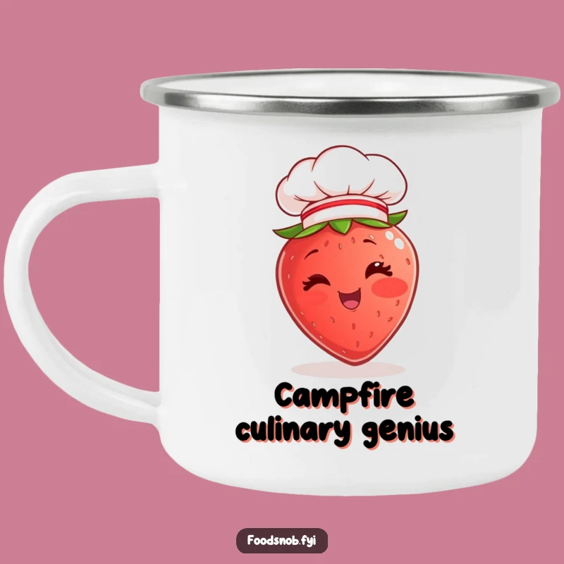 Funny Camping Mug: Chef Strawberry Wink for Outdoor Fun
