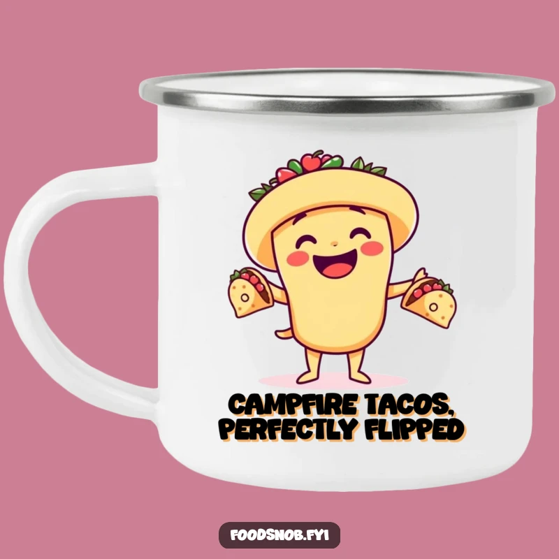 Funny Taco Juggler Enamel Mug: Adventure with Fiesta Style