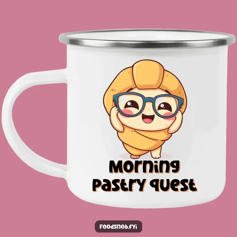 Funny Croissant Camping Mug: Durable Spectacle Pastry Cup for Adventurous Laughs