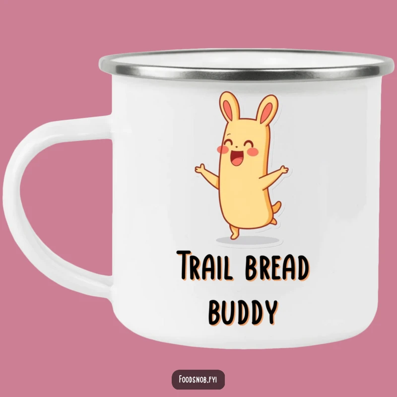 Funny Hopping Baguette Camping Mug: Adventure with Carb-tastic Cheer