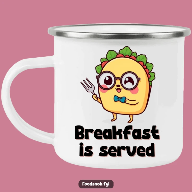 Funny Taco Monocle Camping Mug: Sip Smartly with a Sophisticated Taco's Rugged Humor