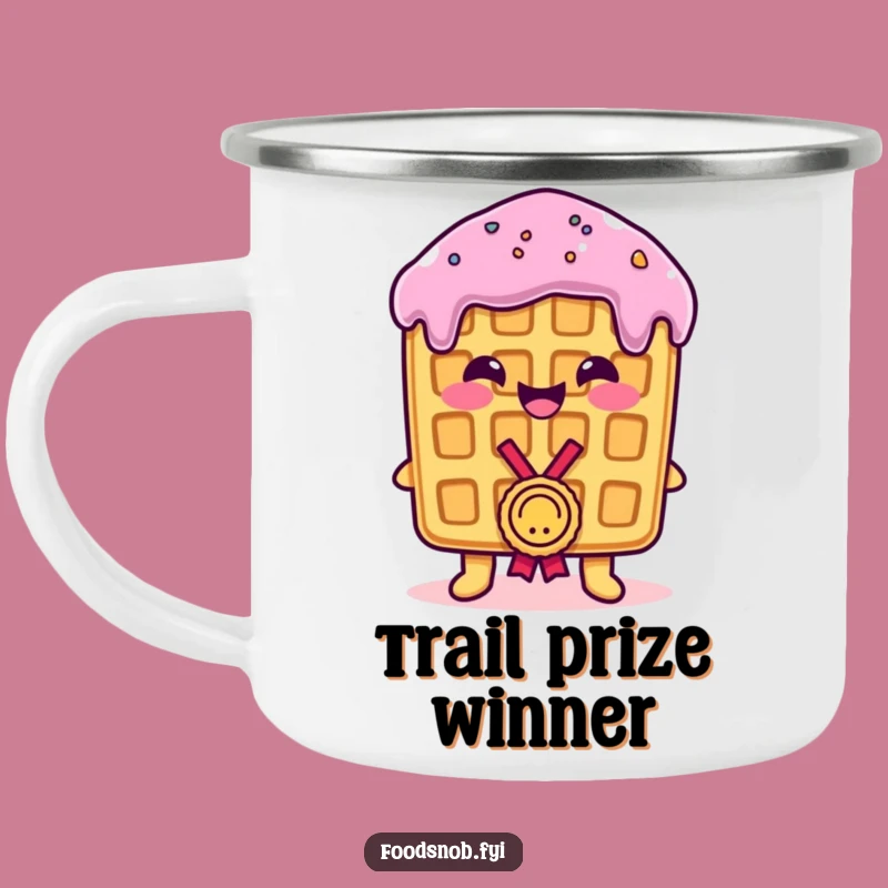 Funny Waffle Medal Camping Mug: Celebrate Outdoors with a Proud Waffle's Rugged Humor