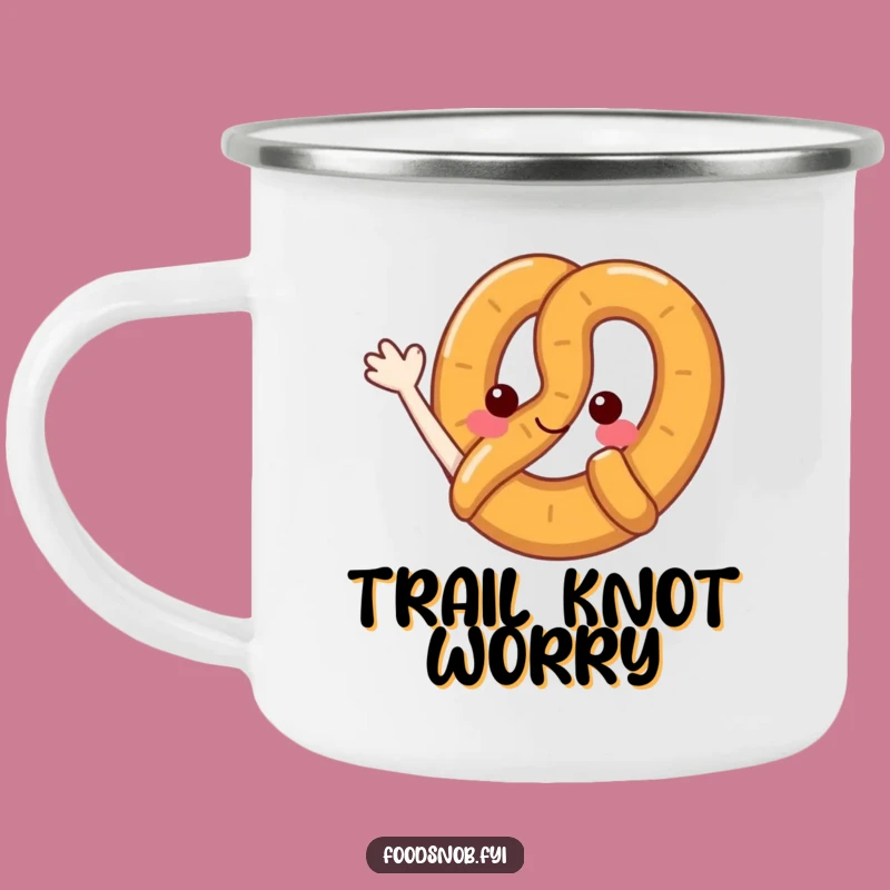 Funny Pretzel Wave Camping Mug - Durable Cartoon Pretzel Cup, Outdoor Gift