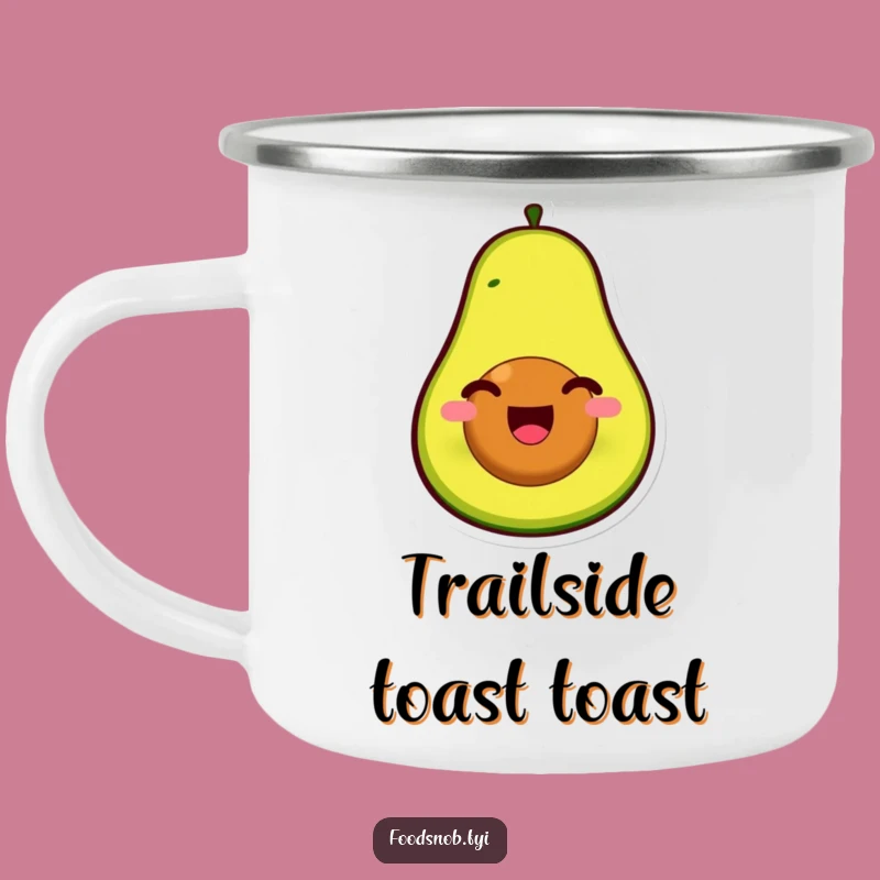 Funny Avocado Pit Face Enamel Mug - Adventure-Ready Healthy Treat