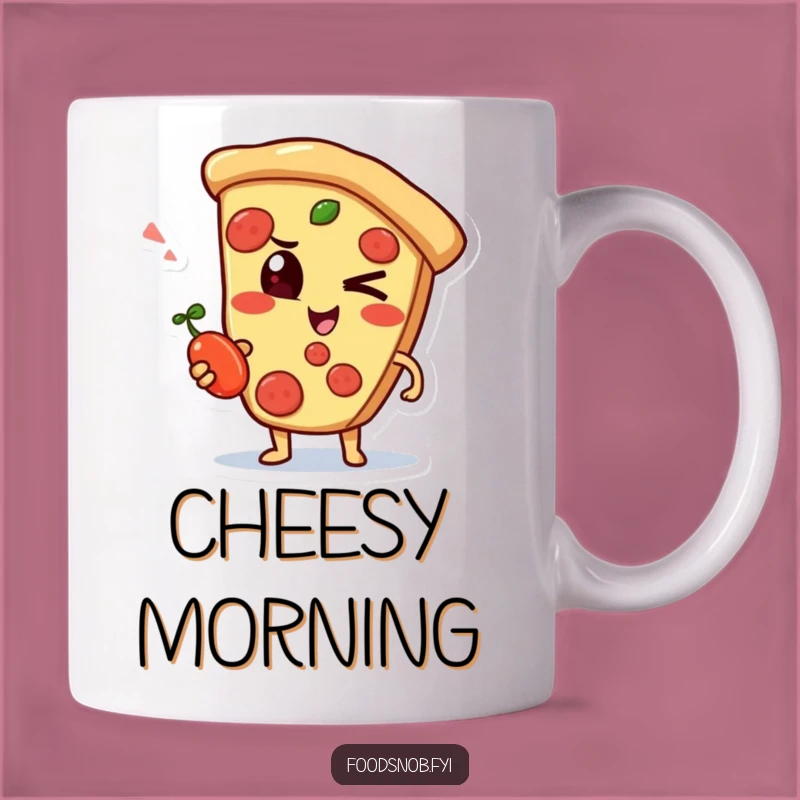 Funny Pizza Wink Mug, Mischievous Slice Humor Perfect Gift
