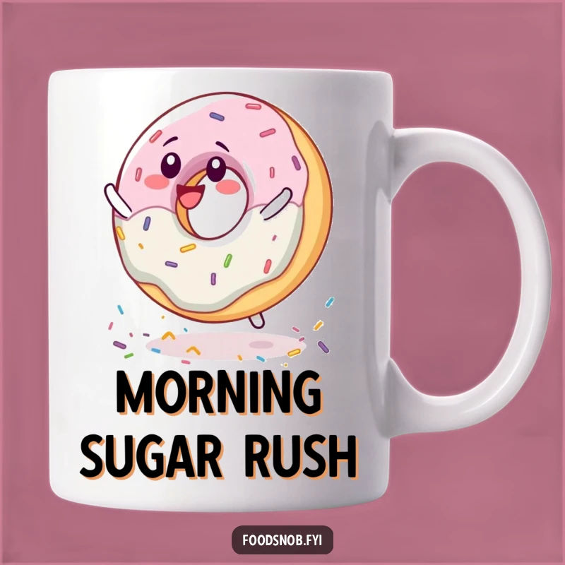 Funny Donut Spinning Joy Mug: Delighted Sprinkle Character Gift for Sweet Lovers