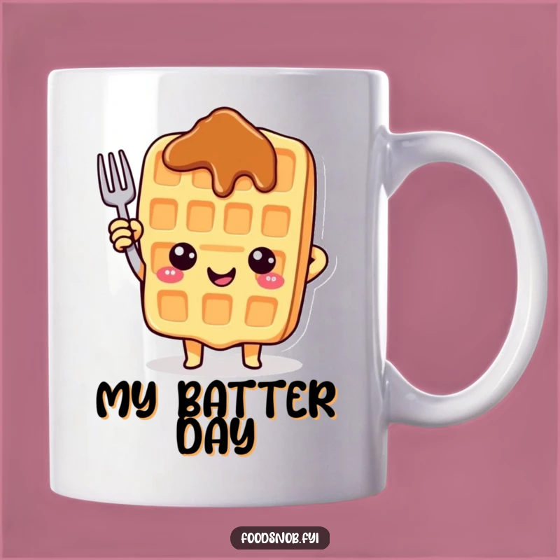 Funny Waffle Fork Mug - Cheerful Breakfast Character Gift for Waffle Lovers