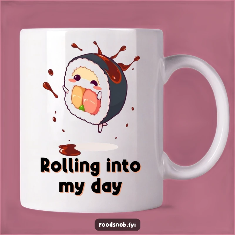 Funny Sushi Roll Cartwheel Mug: Hilarious Foodie Gift for Sushi Lovers