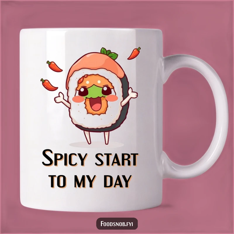 Funny Sushi Roll Juggling Peppers Mug - Hilarious Cartoon Foodie Gift