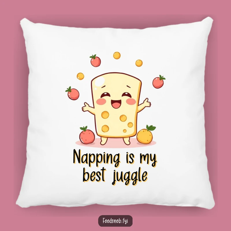 Funny Cheese Juggler Pillow, Cuddle Up with Comfort and Comedy!