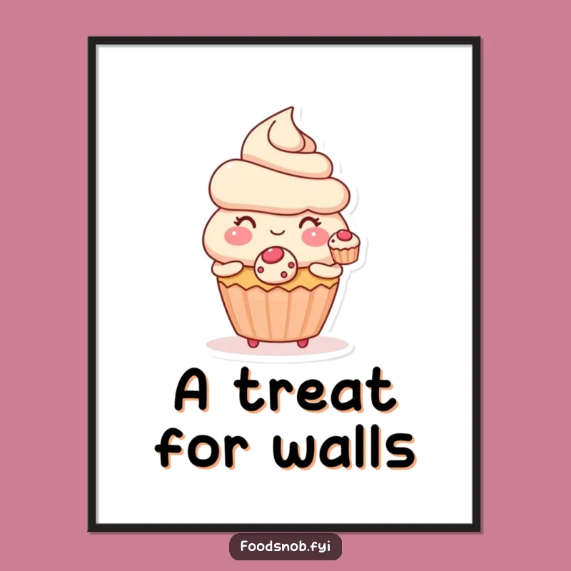 Funny Sweetheart Cupcake Print: Adorable Art for a Sweet Space