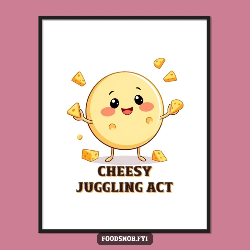 Funny Cheese Juggling Digital Art: Instant Whimsical Decor for Foodies