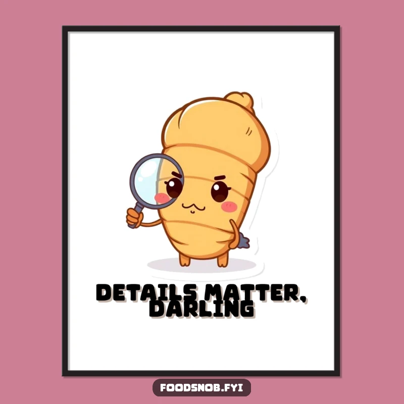 Funny Haughty Croissant Digital Art: Chic Pastry Print Gift