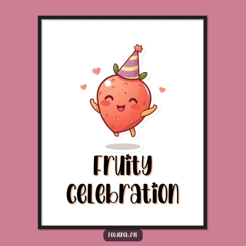 Funny Strawberry Digital Art: Printable Spinning Fruit for Instant Festive Decor