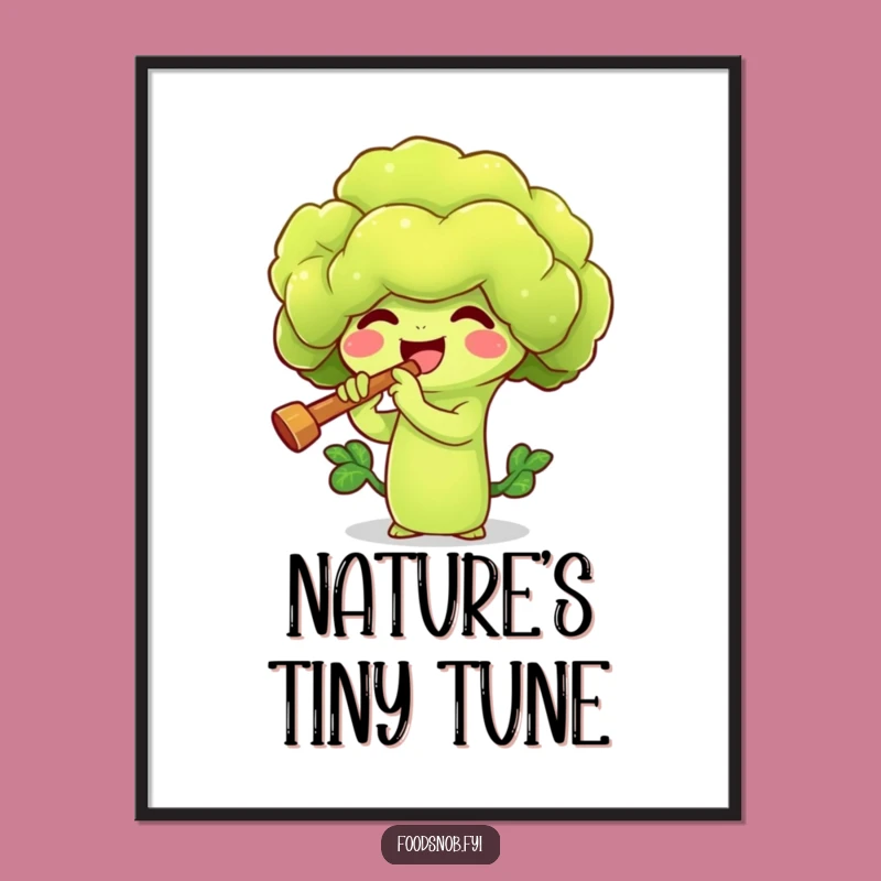 Funny Broccoli Flute Digital Print - Instant Veggie Melody for Walls