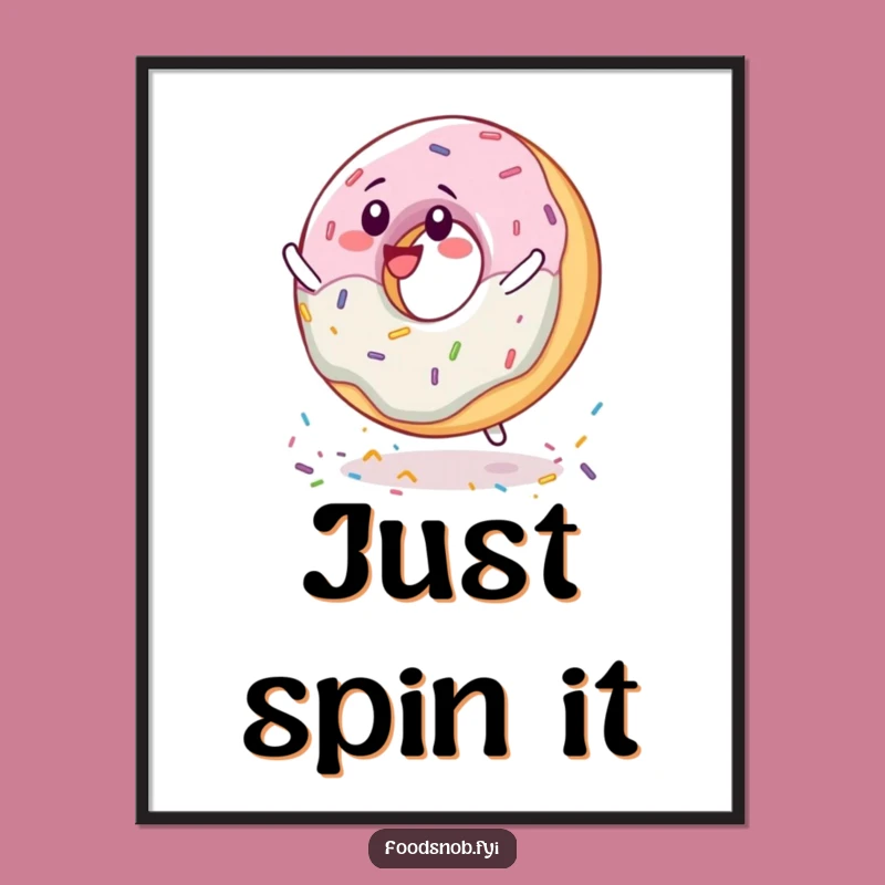 Funny Donut Spinning Digital Art: Delighted Sprinkle Character Print