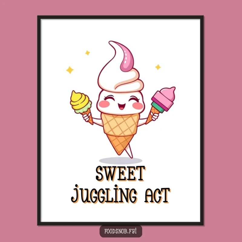 Funny Juggling Ice Cream Digital Art: Bring Sweet Whimsy Home