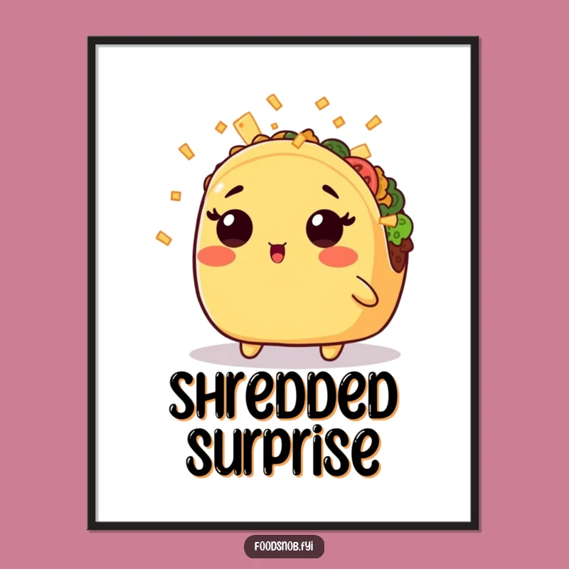 Funny Kawaii Taco Cheese Shower Digital Art - Instant Hilarious Decor!