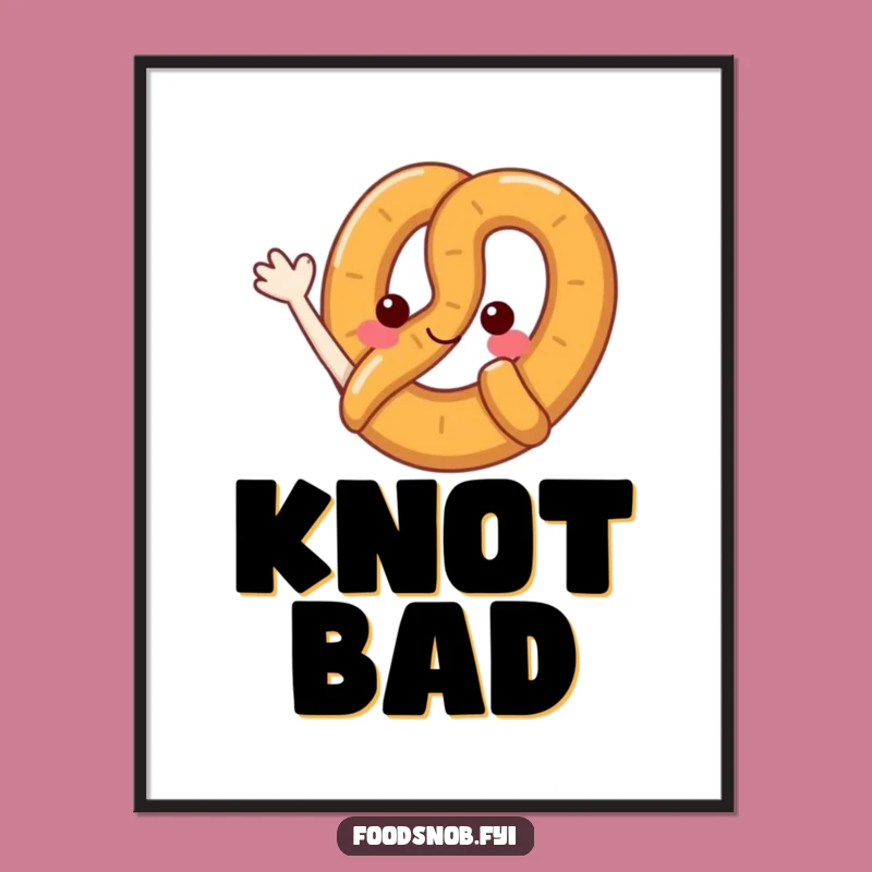 Funny Pretzel Wave Digital Art - Printable Cartoon Pretzel Decor, Gift