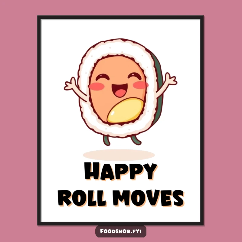 Funny Sushi Dance Digital Art, Instant Joyful Vibes for Your Walls!