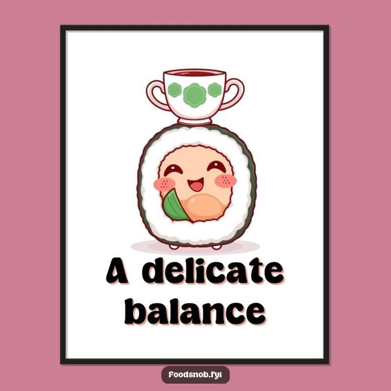 Funny Sushi Tea Digital Art: Instant Adorable Zen!