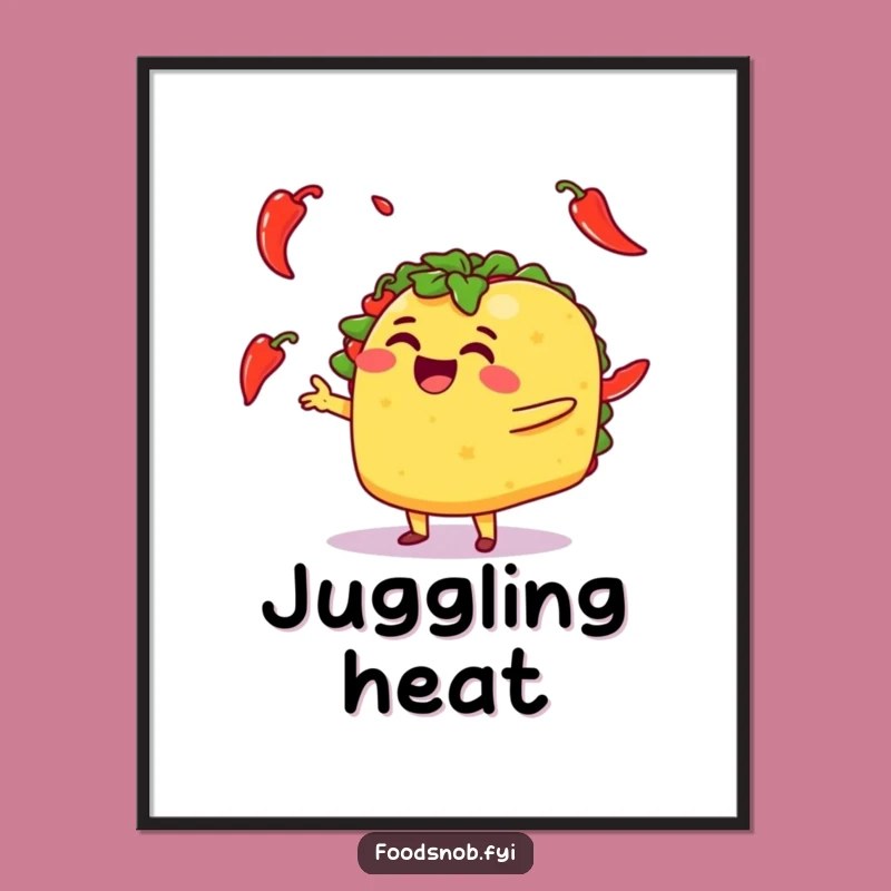 Funny Taco Juggling Peppers Digital Art: Decorate with This Hilarious & Vibrant Foodie Print!