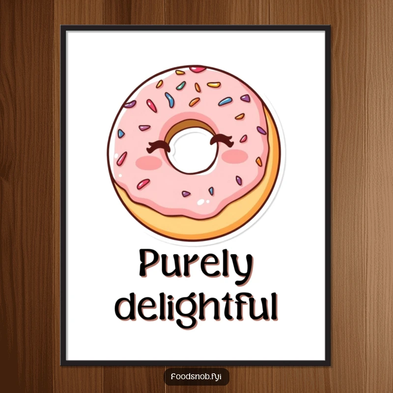 Funny digital art print of a happy donut with sprinkles winking cheekily, offering instant humorous and sweet-themed wall decoration.