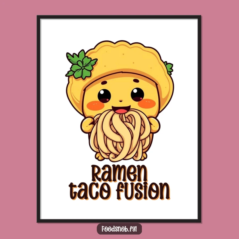 Funny Taco Noodle Digital Art: Whimsical Foodie Graphic for Decor Gift
