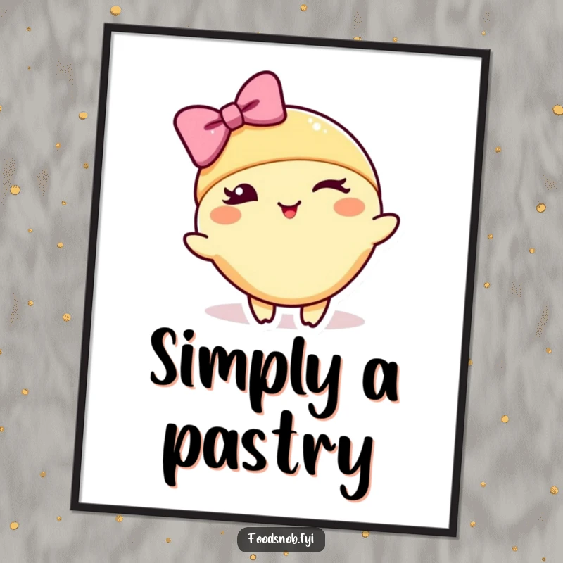 Funny digital art print of a croissant character winking and bowing elegantly, offering instant sophisticated and humorous wall decor.