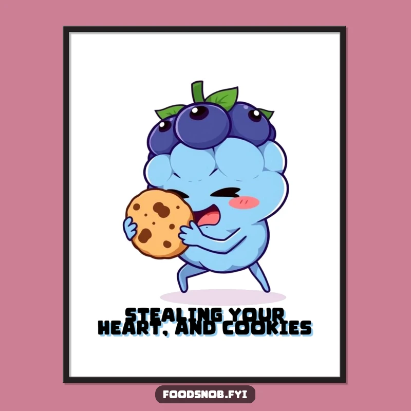 Funny Blueberry Cookie Heist Digital Art: Instant Humor for Your Wall!