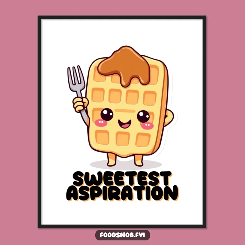 Funny Waffle Fork Digital Art - Instant Cheerful Decor, Humorous Gift