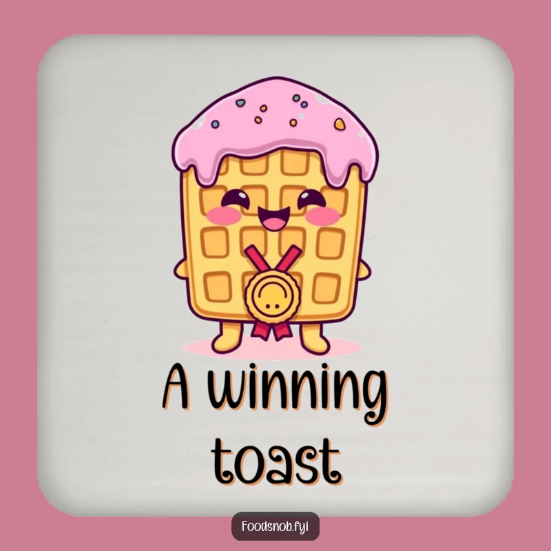 Funny Waffle Medal Coaster Set: Protect Surfaces with a Proud Waffle's Humorous Award