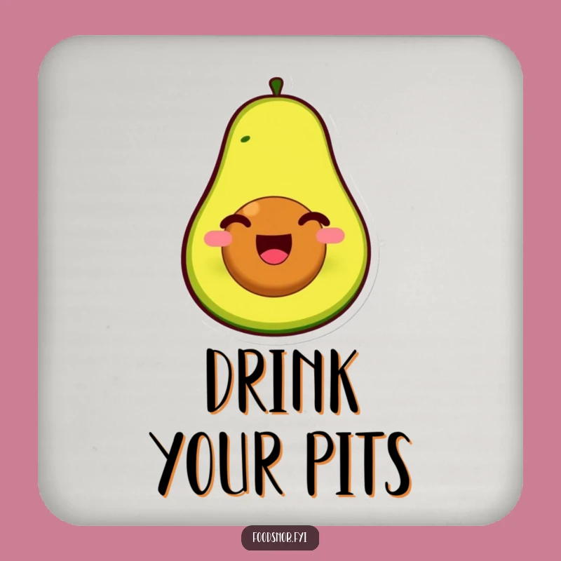 Funny Avocado Pit Face Coasters - Protect Surfaces with Healthy Cheer