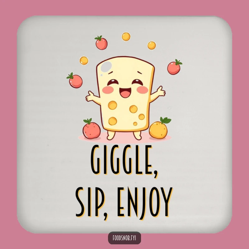 Funny Cheese Juggler Coaster, Protect Surfaces with Bubbly Flair!