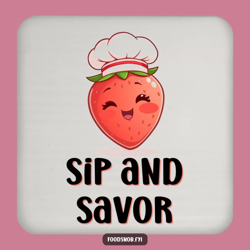 Funny Coaster: Chef Strawberry Wink Protecting Surfaces