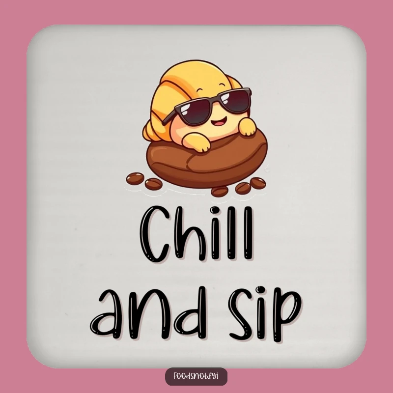 Funny Croissant Sunglasses Drink Coaster: Protect Surfaces with Cool Style