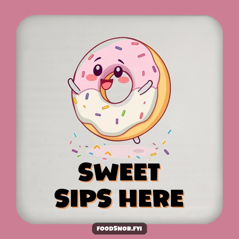 Funny Donut Spinning Drink Coasters: Delighted Sprinkle Character Set