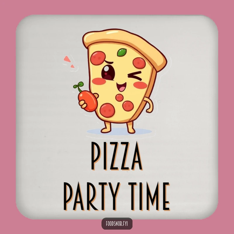 Funny Pizza Wink Coaster, Protect Surfaces with Cheesy Charm