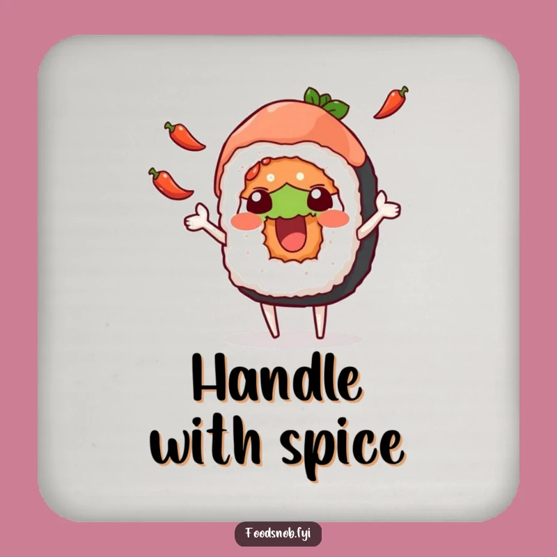 Funny Sushi Juggling Peppers Coaster Set - Protect Surfaces with Humor