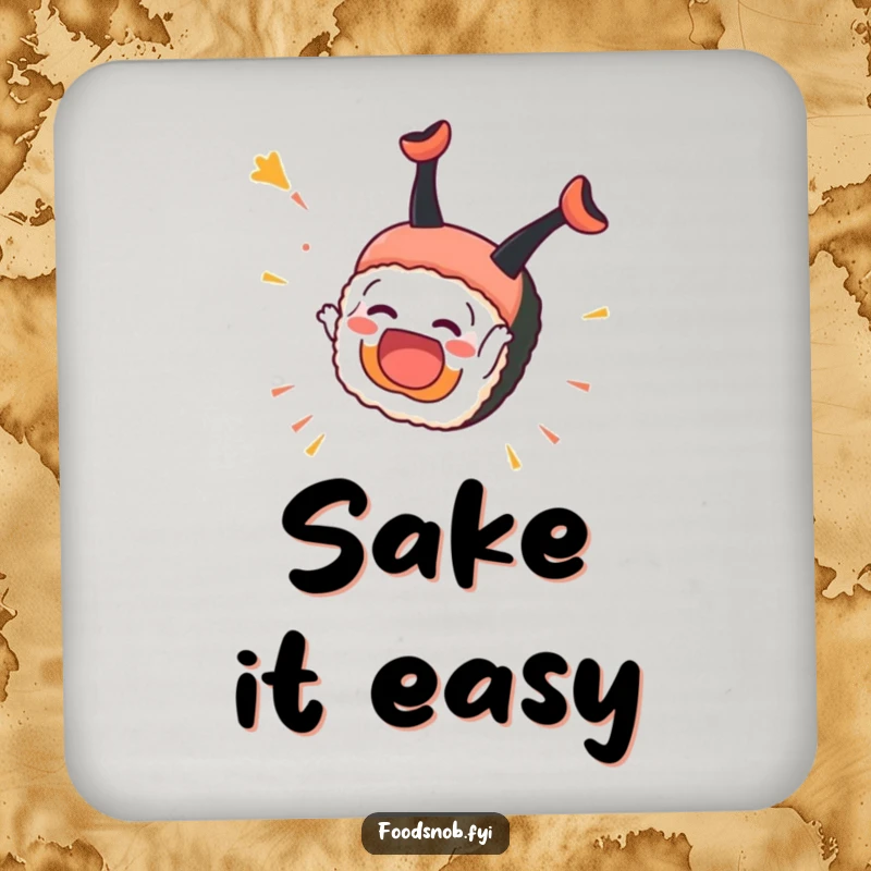 Funny Sushi Coaster: An overjoyed sushi piece performs a celebratory somersault, cheerfully protecting your surfaces.