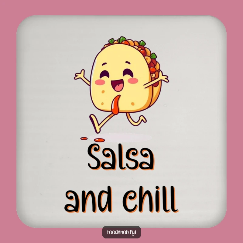 Funny Taco Skipping Salsa Coaster Set - Protect Surfaces with Fiesta