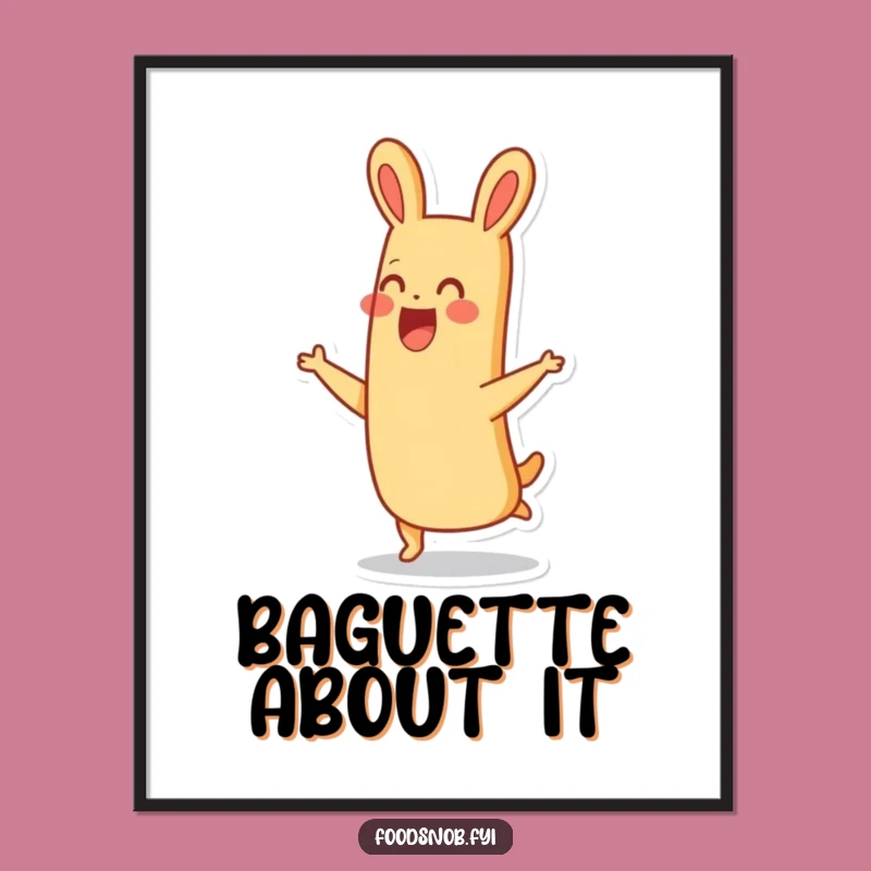 Funny Hopping Baguette Poster: Add Cheerful Whimsy to Your Walls
