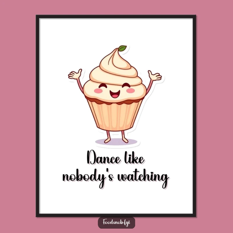 Funny Cupcake Dance Poster: Joyful Treat Character Art - Wall Decor Gift