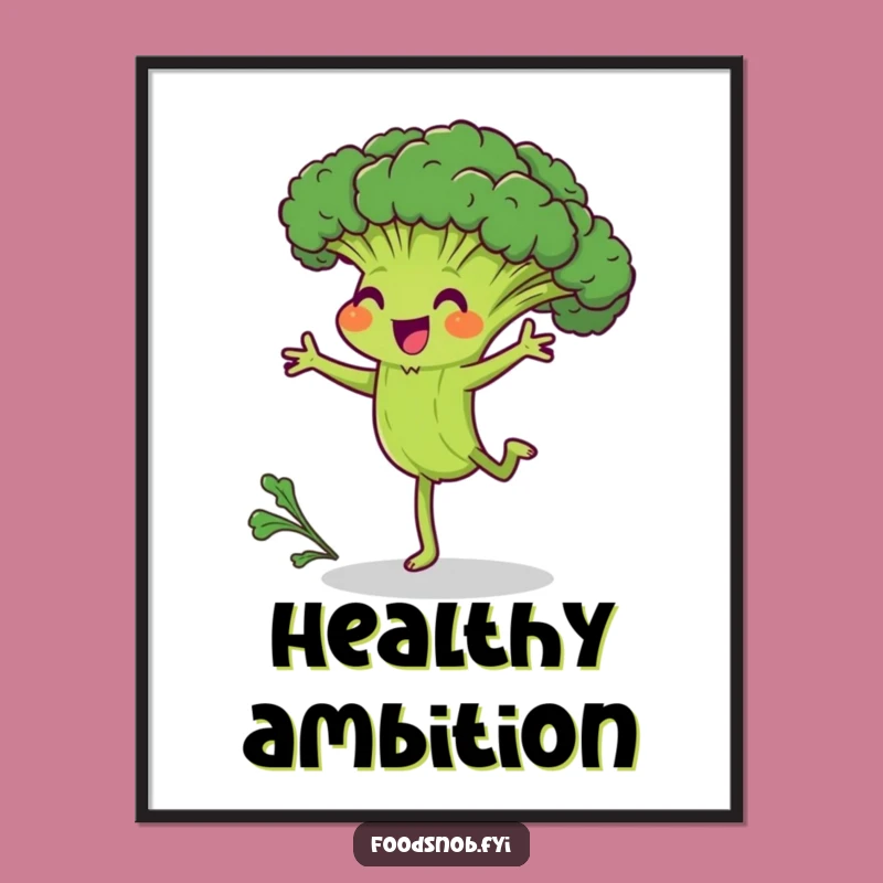 Funny Broccoli Cartwheel Poster - Hilarious Motivational Art for Your Space!