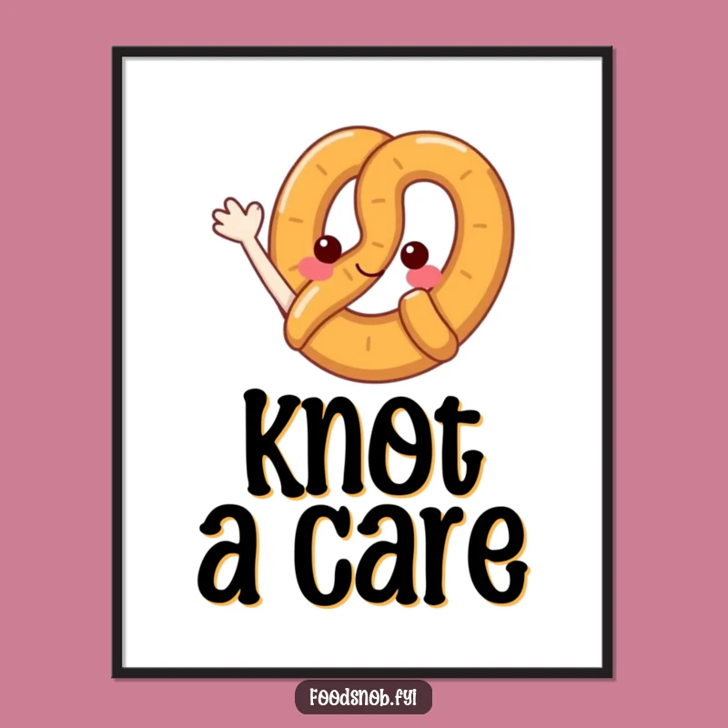 Funny Pretzel Wave Poster - Whimsical Cartoon Pretzel Wall Art, Gift Idea