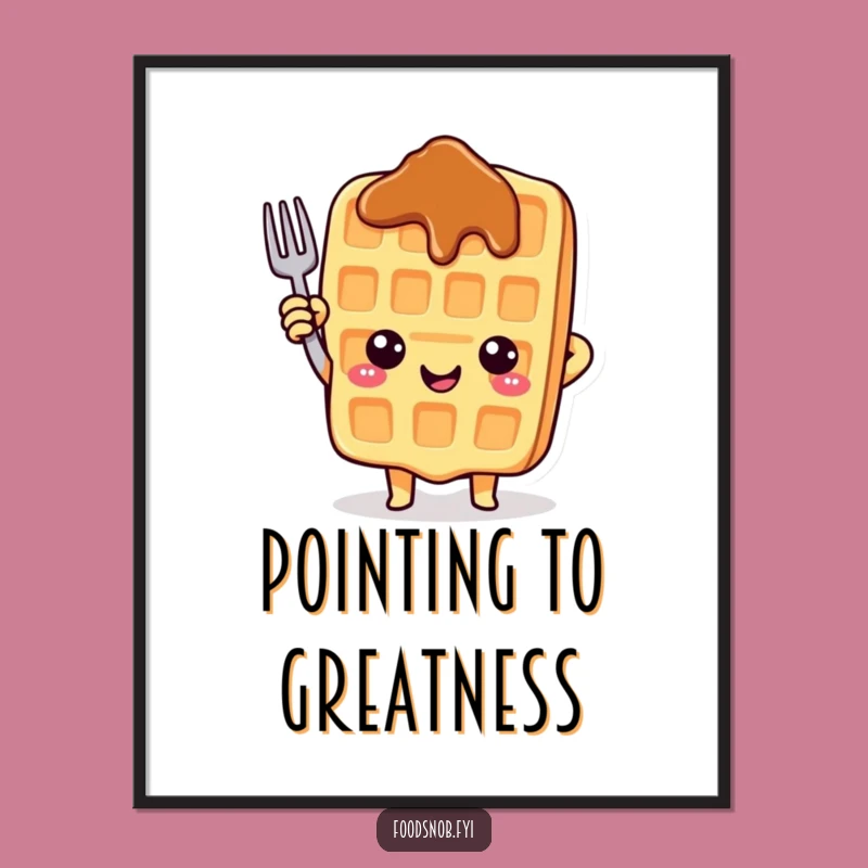 Funny Waffle Fork Art Print - Cheerful Breakfast Decor, Humorous Gift